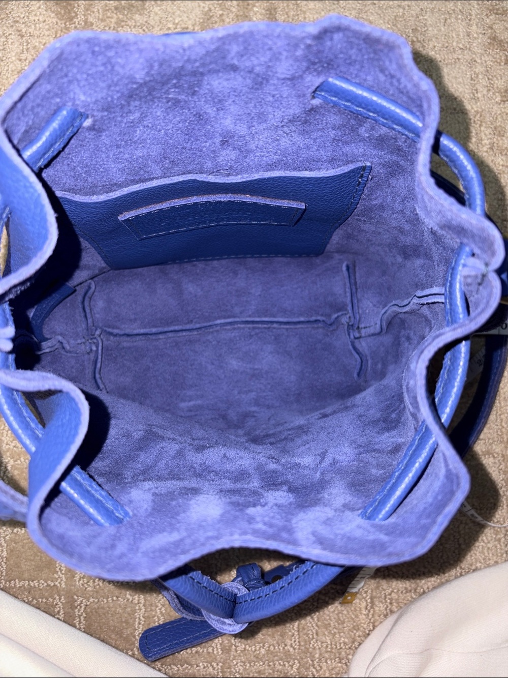 Portland Leather Goods small drawstring bucket bag in the color Molino Blue - Picture 3 of 12